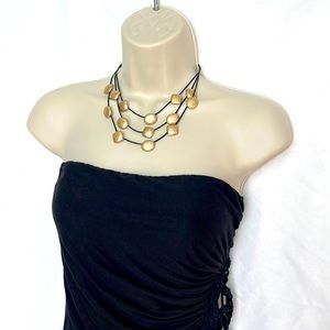 Magnolia Grace - Black and Gold | Multi Strand Black Cord Necklace